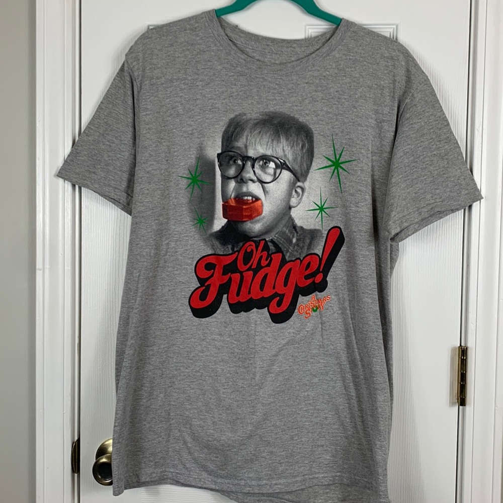 A Christmas Story heather grey short sleeved tee shirt size large. Ralphie